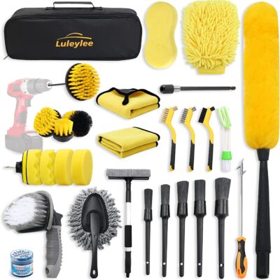 THINKWORK Car Wash Kit, Car Cleaning Kit Interior Detailing kit with Sturdy  Toolbox, Suitable for Small and Medium Vehicles Such As Cars, Trucks