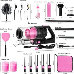 Car Wash Kit, Pink Car Cleaning Kit Interior and Exterior, Car Accessories